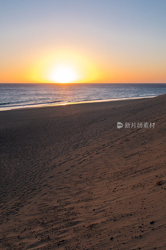 Sunset on the Atlantic Ocean - Fuerteventura sand beach